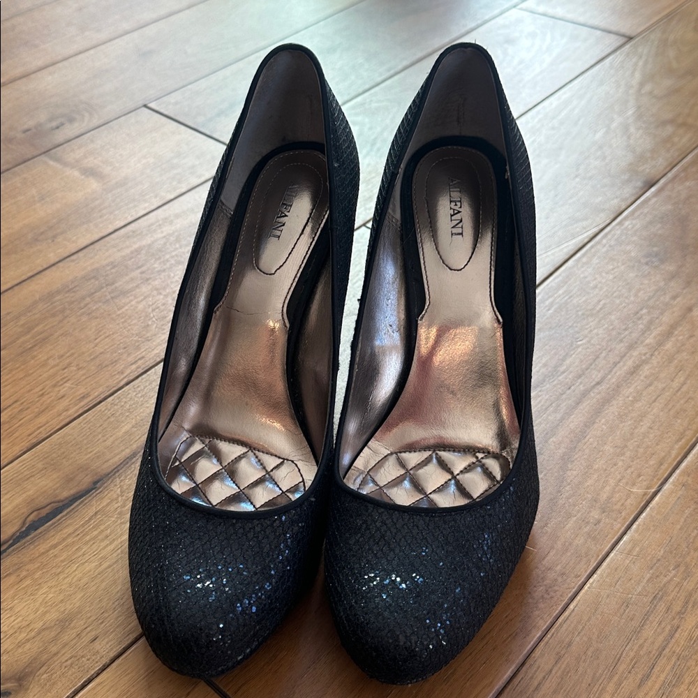 Womens Black Animal Snake Print sparkly Pumps